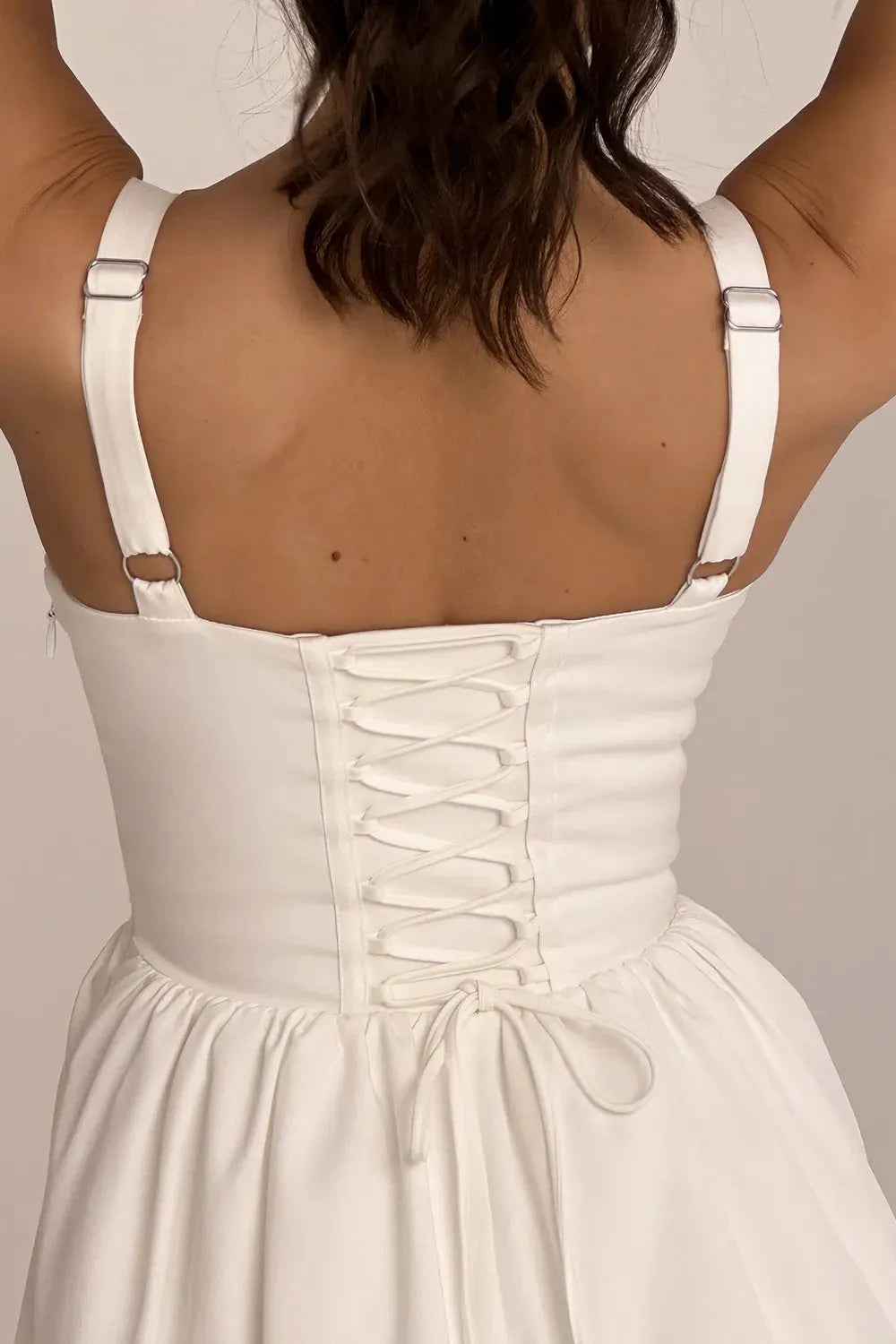White Midi Dress with Corset for Daytime Civil Wedding – Aghata