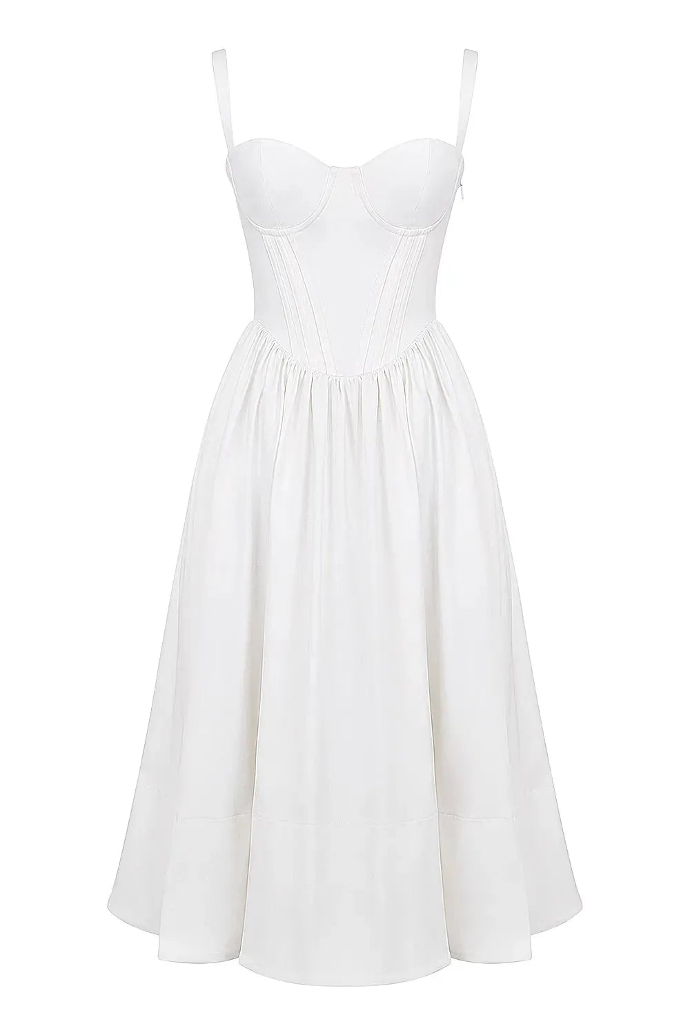White Midi Dress with Corset for Daytime Civil Wedding – Aghata