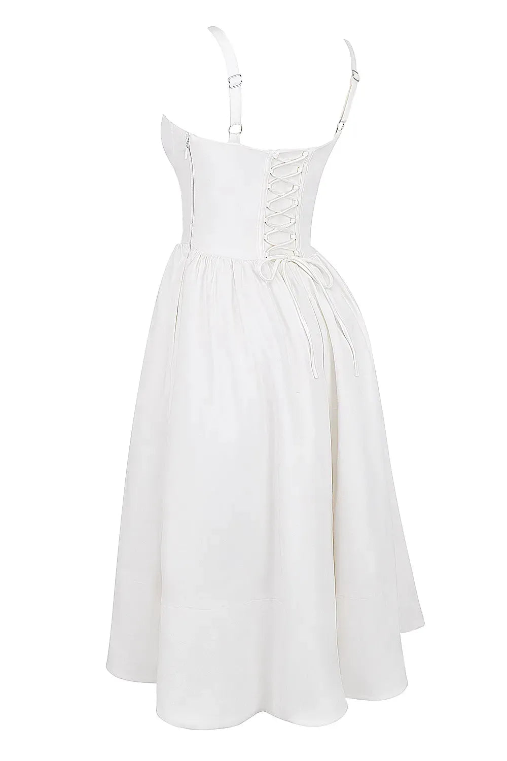 White Midi Dress with Corset for Daytime Civil Wedding – Aghata