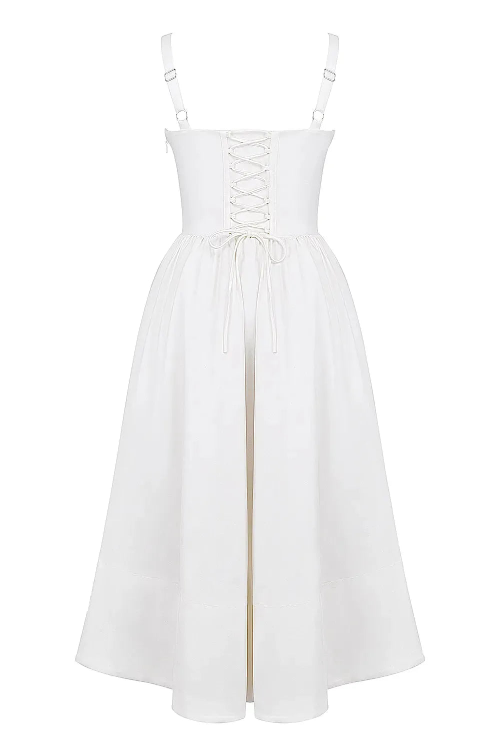 White Midi Dress with Corset for Daytime Civil Wedding – Aghata