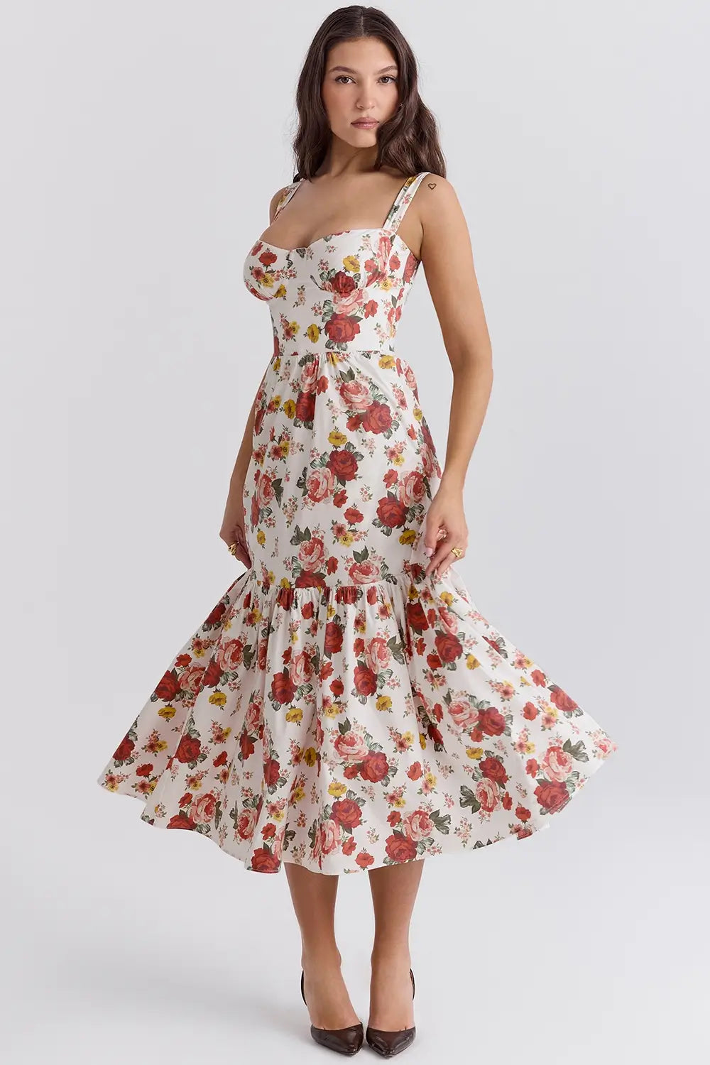 Magnolia Floral Midi Dress