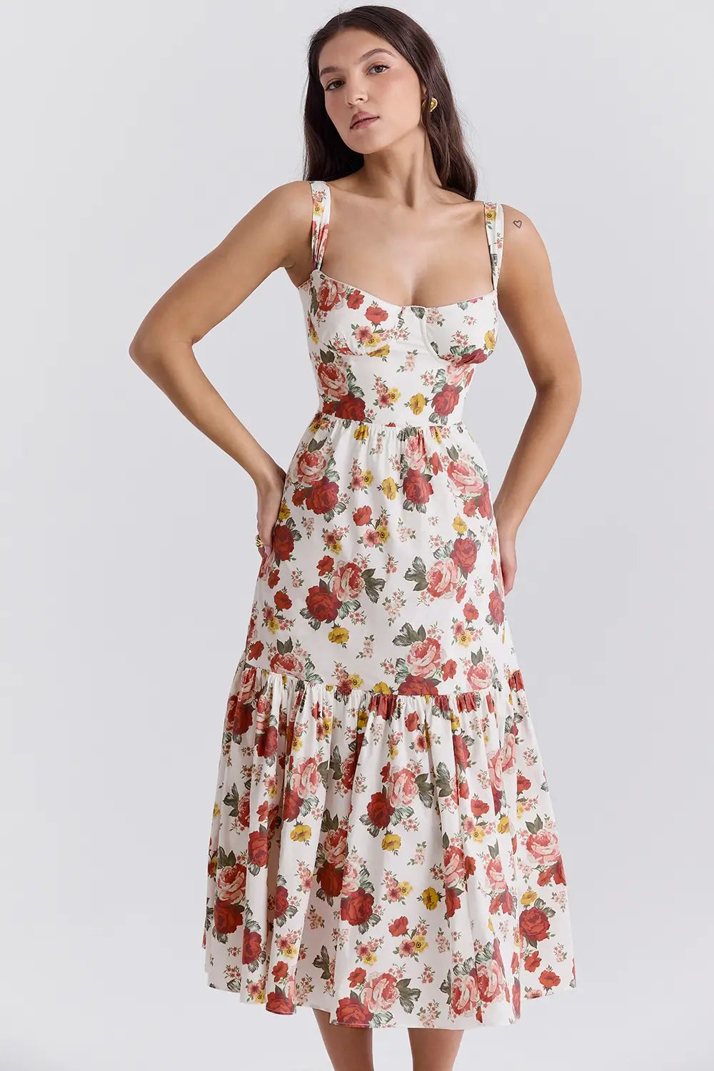 Magnolia Floral Midi Dress