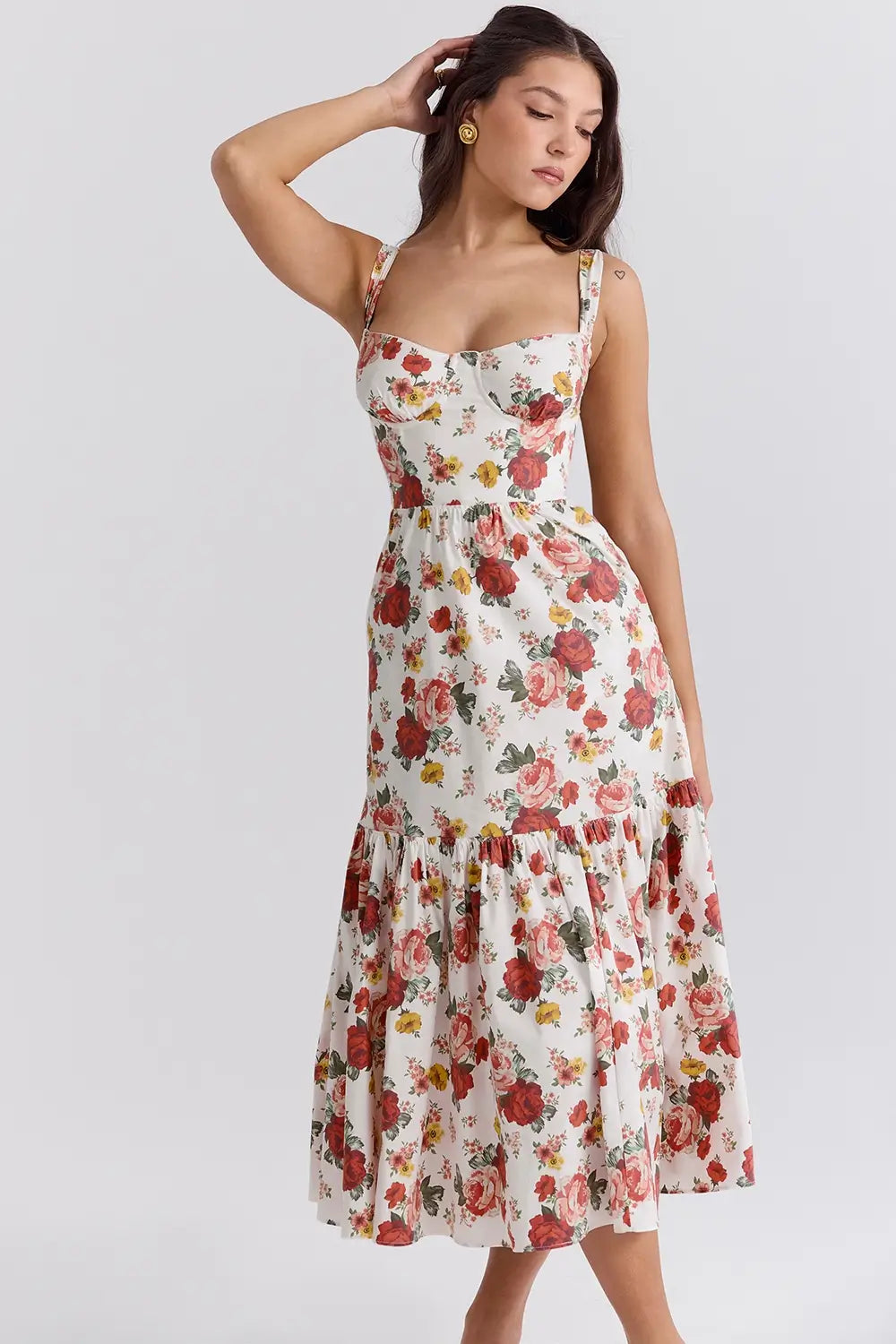 Magnolia Floral Midi Dress