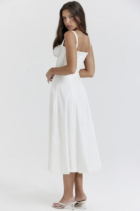 Simple Midi Dress for Civil Wedding White – Attracione Model