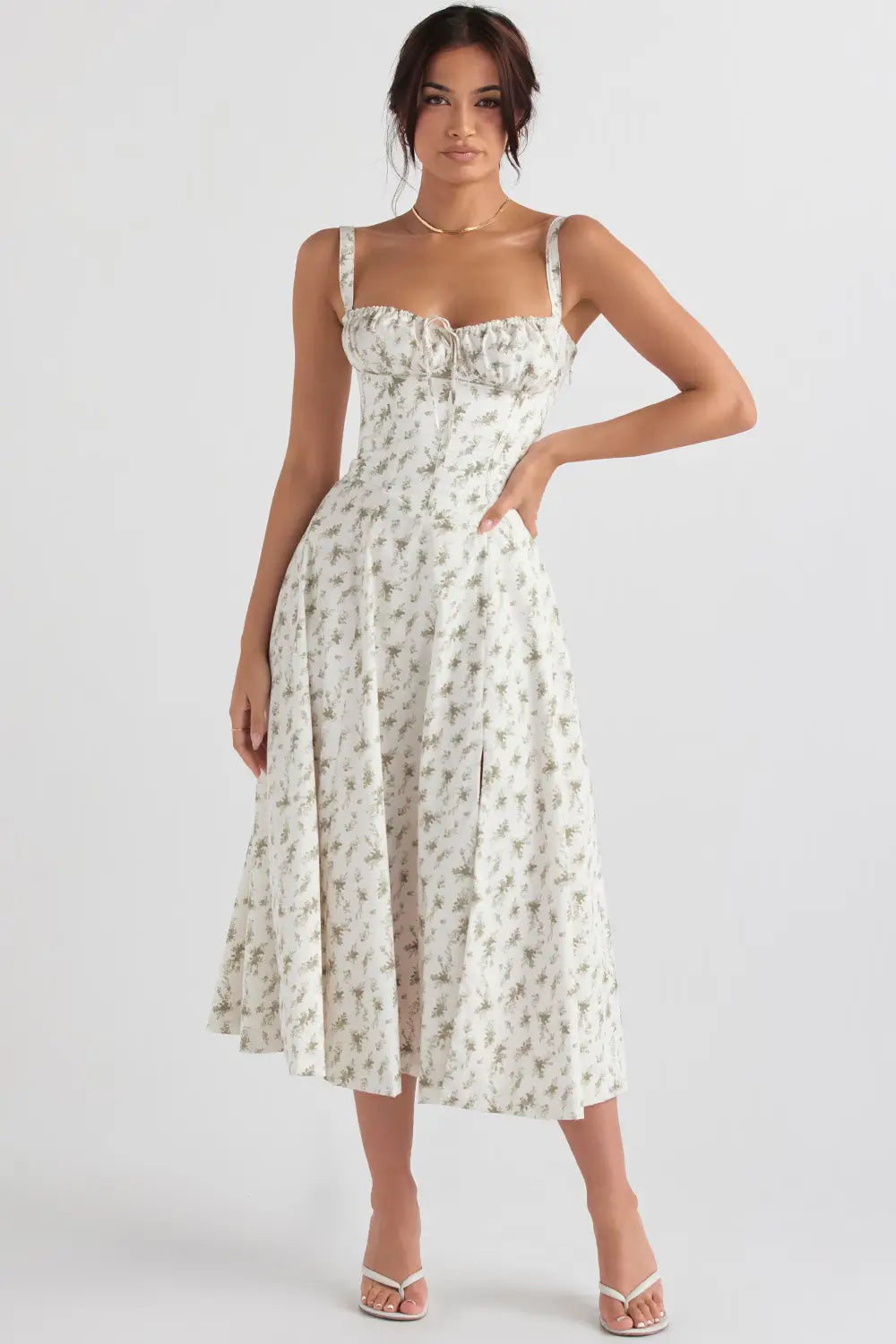 Attracione Floral Midi Dress - Shapes the Waist