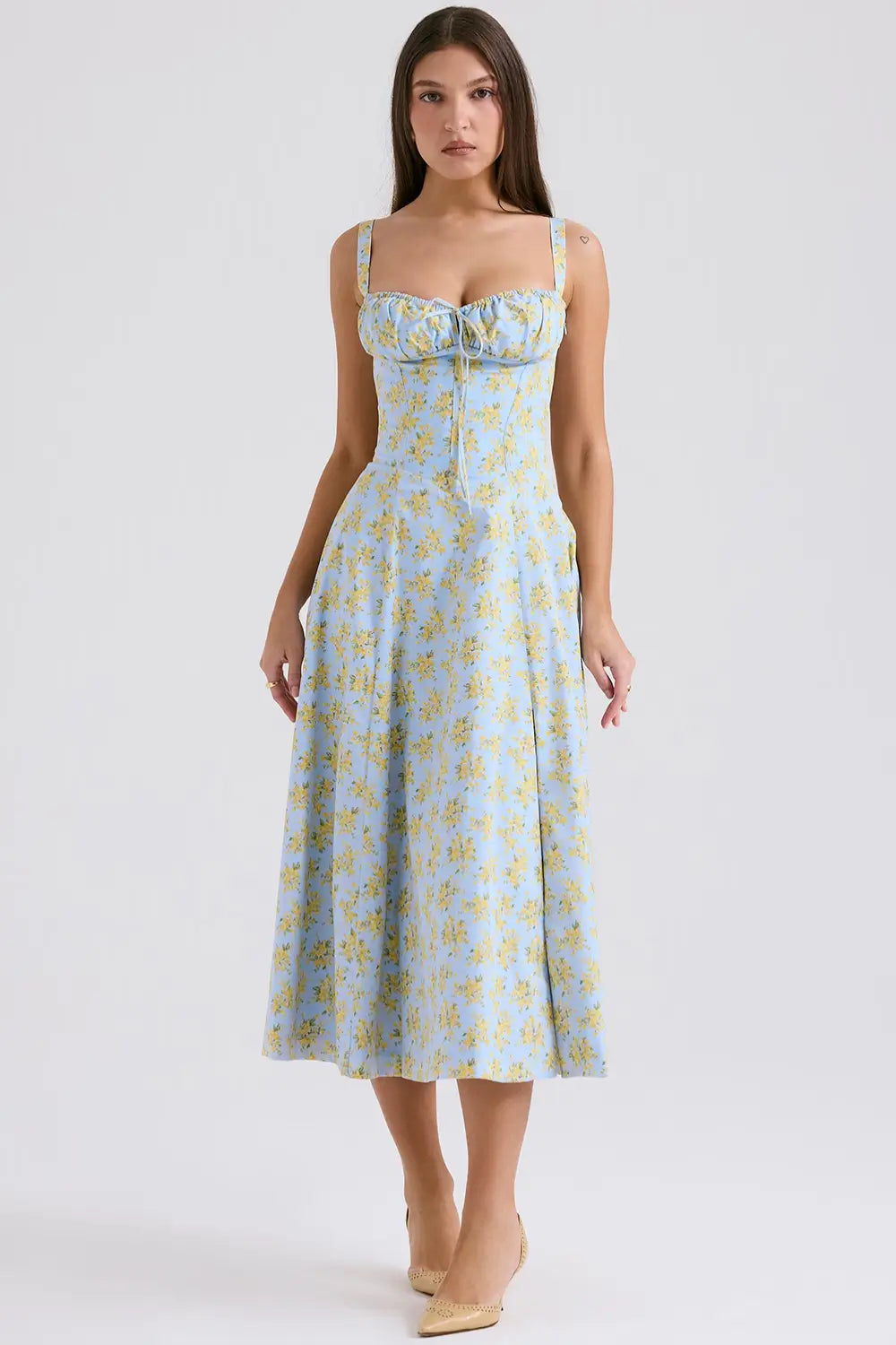 Attracione Floral Midi Dress - Shapes the Waist