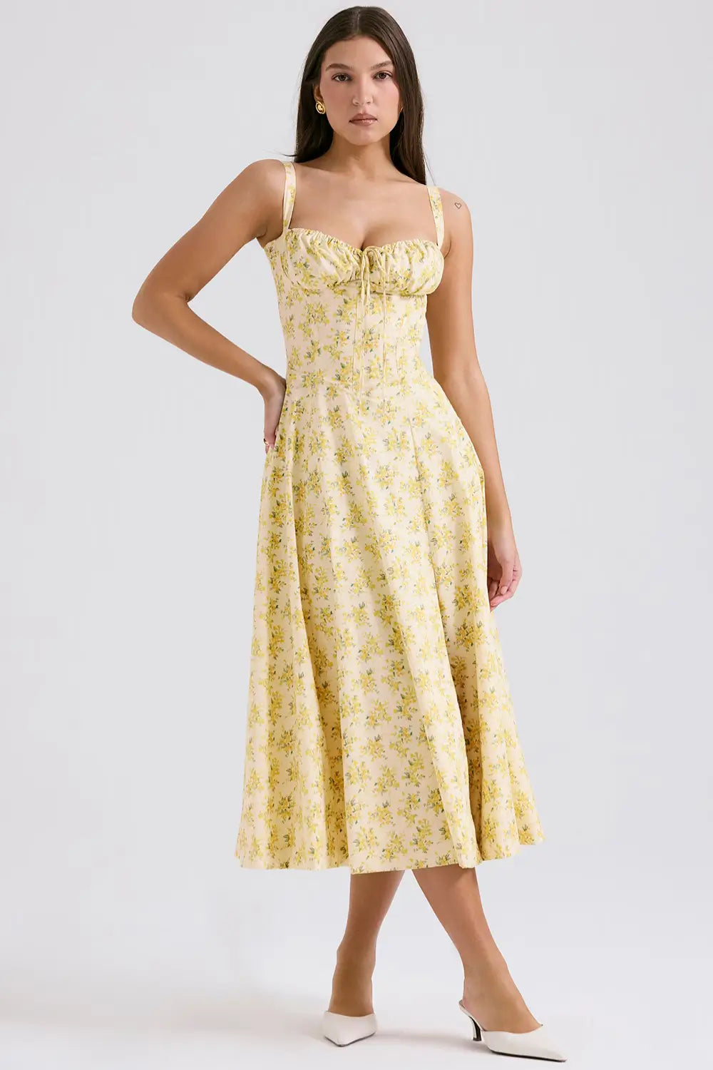 Attracione Floral Midi Dress - Shapes the Waist