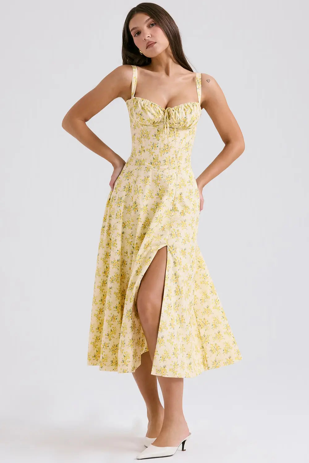 Attracione Floral Midi Dress - Shapes the Waist