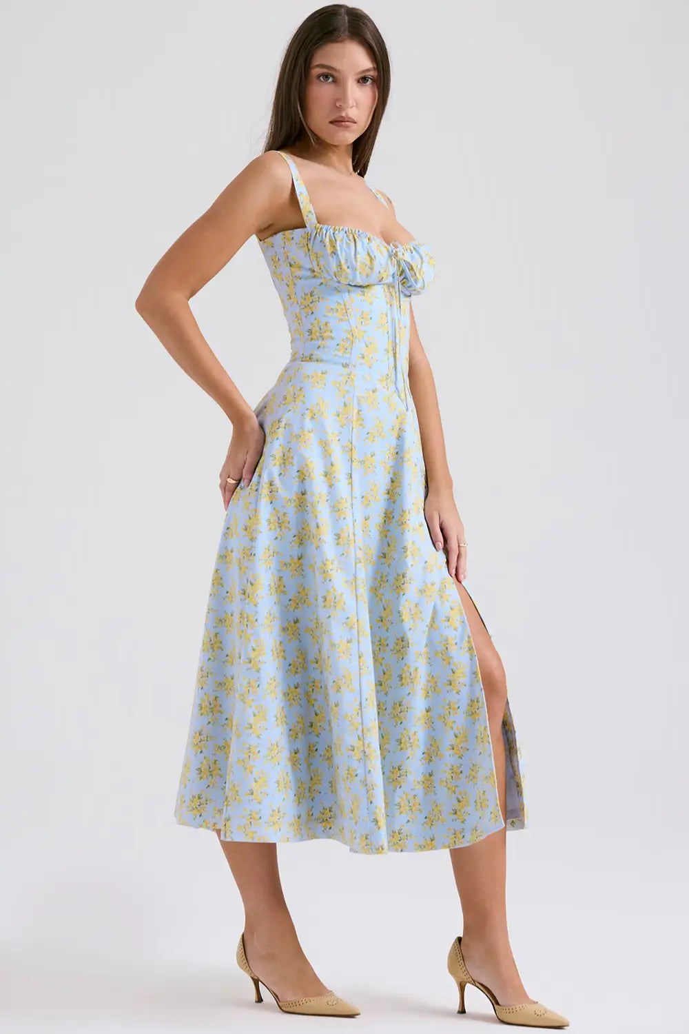 Attracione Floral Midi Dress - Shapes the Waist