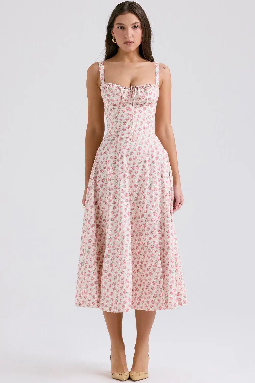 Attracione Floral Midi Dress - Shapes the Waist