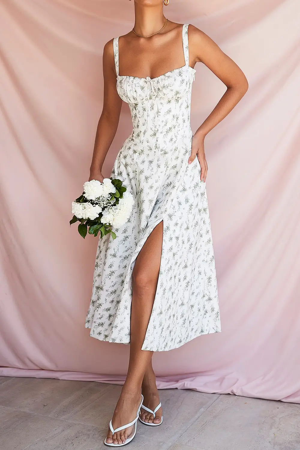 Attracione Floral Midi Dress - Shapes the Waist