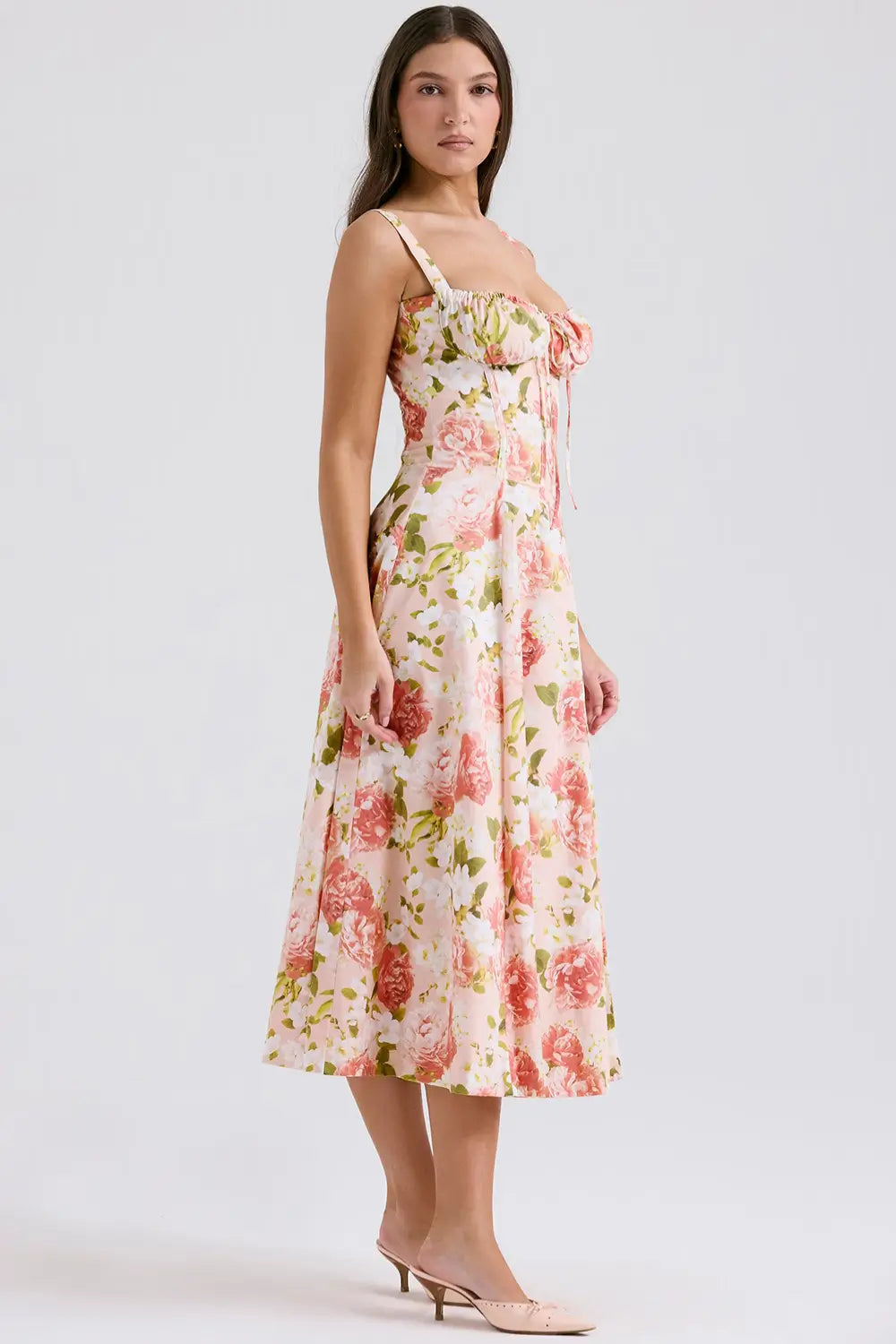 Attracione Floral Midi Dress - Shapes the Waist