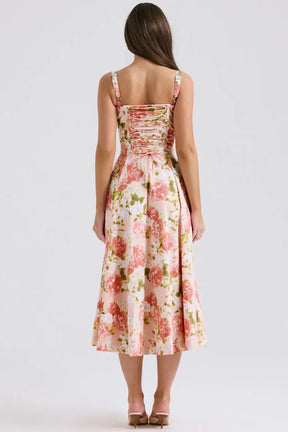 Attracione Floral Midi Dress - Shapes the Waist