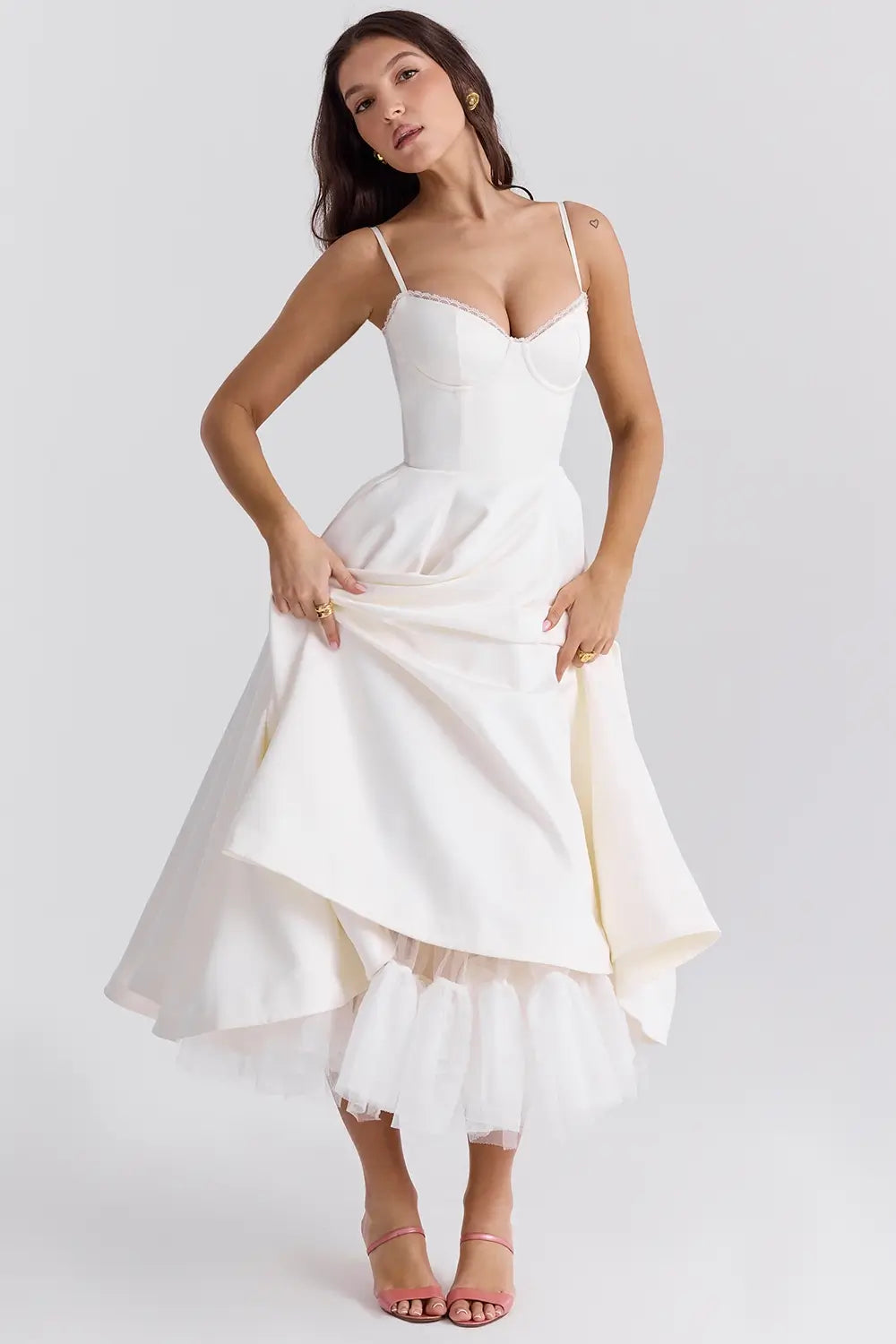 Cloe Midi Dress - Shapes the Waist | Double Layer