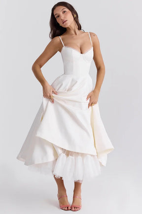 Cloe Midi Dress - Shapes the Waist | Double Layer