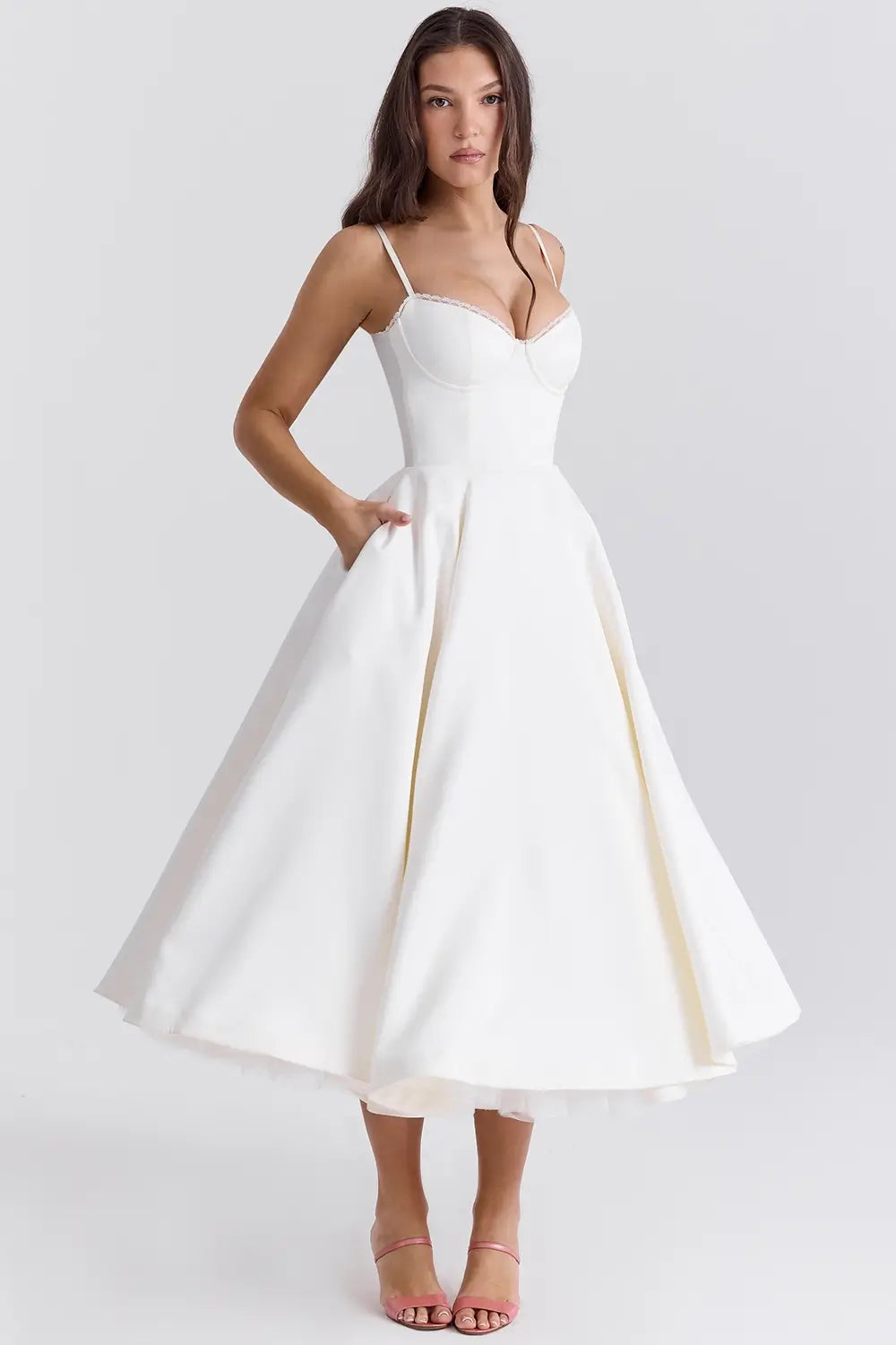 Cloe Midi Dress - Shapes the Waist | Double Layer