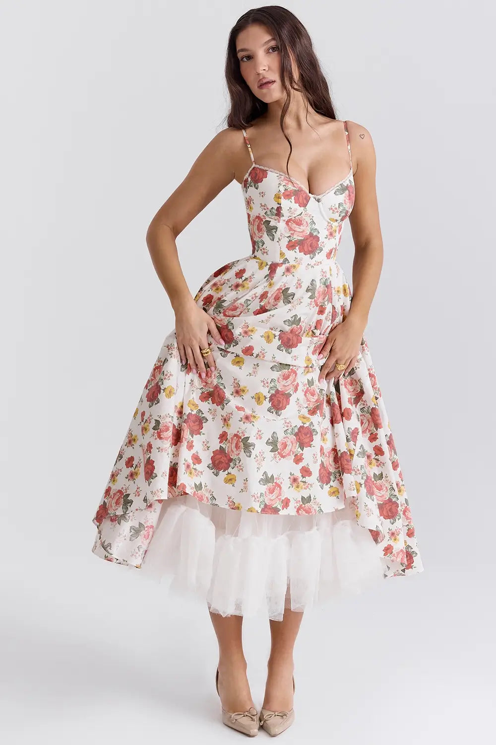 Cloe Midi Dress - Shapes the Waist | Double Layer