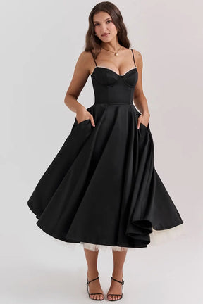 Cloe Midi Dress - Shapes the Waist | Double Layer