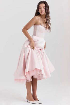 Cloe Midi Dress - Shapes the Waist | Double Layer