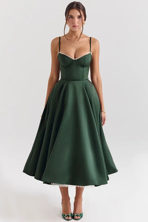 Cloe Midi Dress - Shapes the Waist | Double Layer