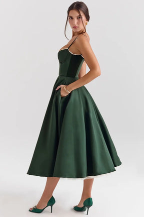 Cloe Midi Dress - Shapes the Waist | Double Layer