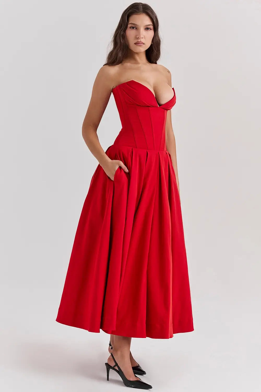 Evelyn Model Corset Midi Dress
