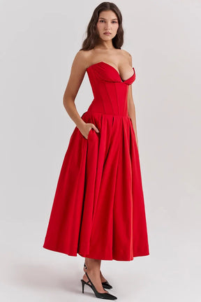 Evelyn Model Corset Midi Dress